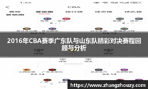 2016年CBA赛季广东队与山东队精彩对决赛程回顾与分析